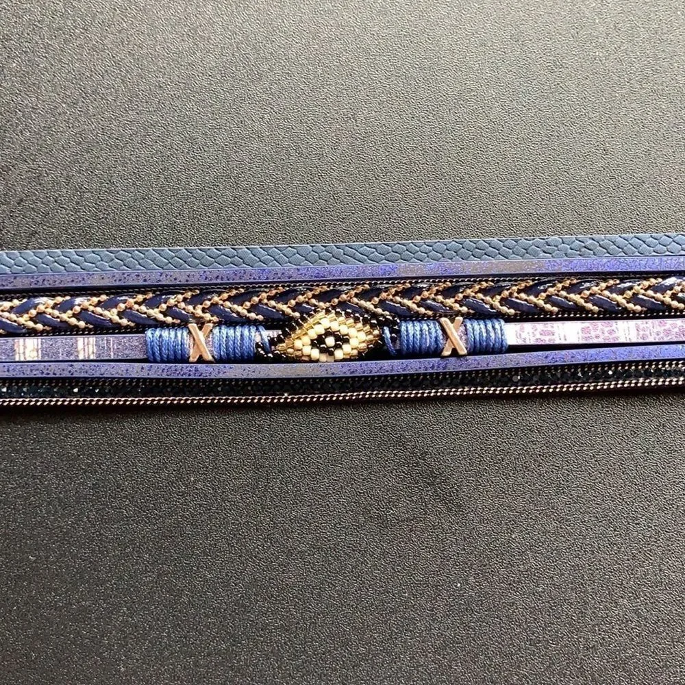 Bohemian style layered beaded magnetic bracelet